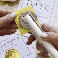 Romantic embossed seal with floral wedding design
