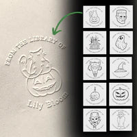 Haunted bookplate embossed with creepy personalized design