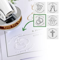 Personalized wedding seal created using a handheld embosser
